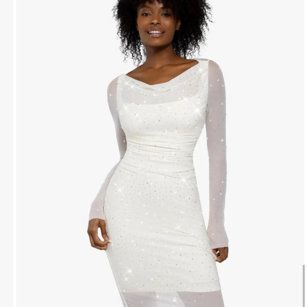 built in shapewear crystal White Dress